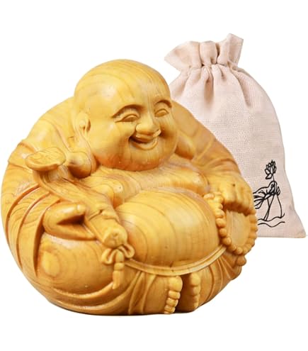 Amazon.co.jp: SHOESDQ 木彫りの七福神 布袋さま置物 10cm 高級天然