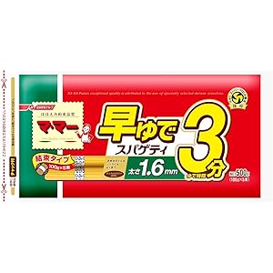 マ・マー 早ゆで3分スパゲティ1.6mm チャック付結束タイプ 500g×4個