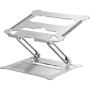 ZENLO ノートパソコンスタンド PC タブレットスタンドアルミ製 高さ/角度調整 折りたたみ 滑り止め 軽量(シルバー)