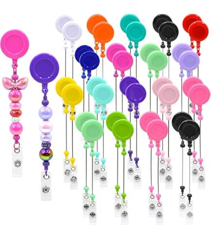 50 Pack Retractable Badge Reels With Belt Clip - Multi-Color, 28.4 Inch Cord, For ID Cards & Keys