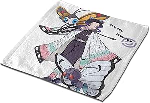 『3枚セット』胡蝶 しのぶ ハンドタオル・ハンカチ 多機能タオル フェイスタオル 汗拭き 吸汗速乾 薄手 軽量 アニメ キャラクター 正方形 通学 通園 子供 男の子 女の子