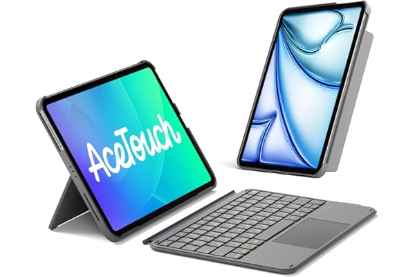 Inateck iPad A16 第11世代/第10世代用 軽量JIS日本語配列キーボードケース iPad Air 11インチ M4 2026/M3 2025/M2 2024 Air第5/4世代10.9インチ Pro11インチ第4/3/2/1世代対応 横/縦置き対応 着脱式キーボード 超高精度タッチパッド搭載 Type-C充電式 KB04122 グレー