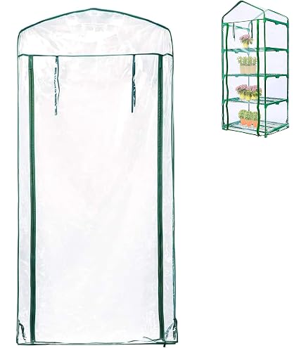 2 Tier Mini Greenhouse Replacement Cover - Reinforced PVC, Transparent Waterproof, 69x49x92cm, Plant Protection