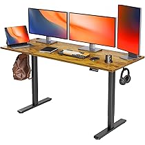 Claiks 昇降デスク 電動 スタンディングデスク 昇降式 ブラウン天板
