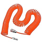 TEXST スパイラルエアーホース 【 有効長10ｍ 内径4mm 外径6mm 】(エアーコンプレッサー用 プロ仕様) コイルホース スクリューホース エアホース