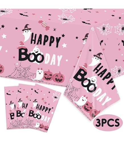 Halloween Birthday Party Decorations Kit – Pink & Black Glitter Banner, Spider Garland, Cupcake Toppers, Balloons