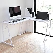 Amazon | デスク L 字デスク 2 口コンセント付き 耐荷重 70kg 脚