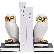 Maison Des Cadeaux Wise White Snow Owl Heavy Duty Book Ends ...