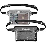 Etsfmoa 防水ポーチ 防水ケース 防水ウエストポーチ 完全防水 スマホ 小物入れ 海 海水浴 プール お釣り アウトドア 大容量 三重チャック 4WAY PVC素材 メンズ レディース 2個セットbk+gray