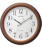 Amazon.co.jp: リズム(RHYTHM) 掛け時計 電波時計 静かな 連続秒針 茶
