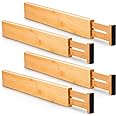 Utoplike 4 Pack Bamboo Kitchen Drawer Dividers,Adjustable Drawer Organizers,Spring Loaded,Works in Kitchen,Dresser,Bathroom,B