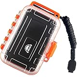 okcsc EZB05 イヤホンケース ハードケース 収納ポーチ 小物 有線イヤホン ケーブル 収納 防水 防塵 防震 耐衝撃 透明+オレンジ