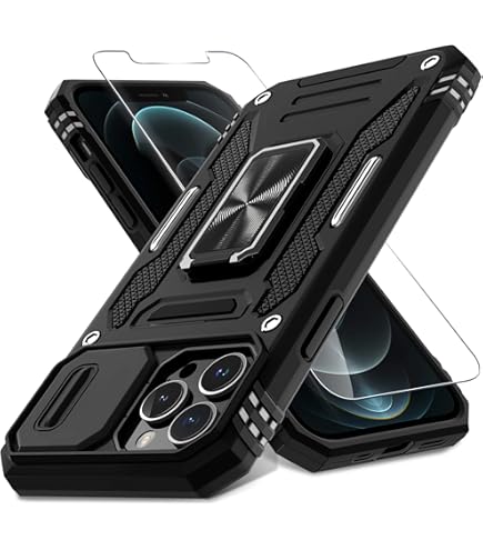 Compatible With IPhone 12 Pro / 12 6.1" Case With Camera Lens Slide Cover Magnetic Ring Stand [Compatible With MagSafe] Shockproof Heavy Duty Military - View #2
