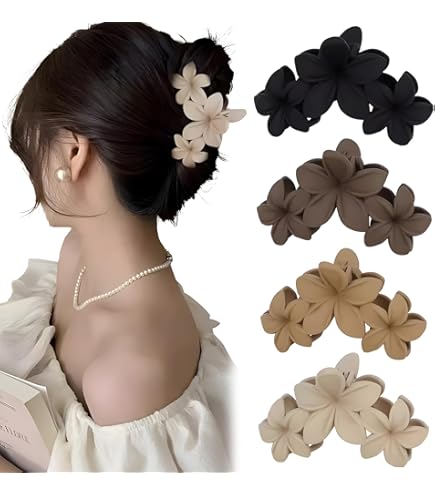 Amazon.co.jp: ZTFT ヘアクリップ 大きめ4個セット 花形ヘアクリ 花柄