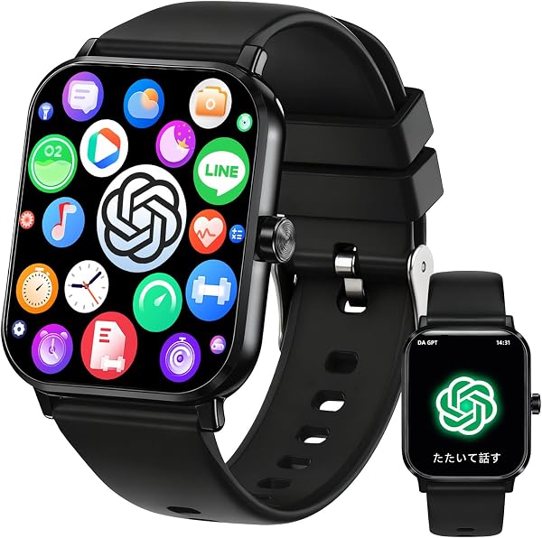 スマートウォッチ Smart Watch【chatgpt対応2026最新】Bluetooth5.4 通話機能 AI 日本語対応通話機能付き1.85インチHD大画面 活動量計 腕時計音楽再生 運動/ゲーム/テレワーク 多機能スマートウォッチ100種類運動モードip68防水防汗 メッセージ通知 天気予報 多種類文字盤iphoneとAndroid対応