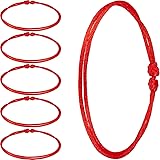 WILLBOND 6 Pieces Red Bracelet Red Cord Bracelet Adjustable Kabbalah Red Knot String Bracelet Amulet for Protection, Evil Eye
