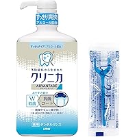 【Amazon.co.jp限定】クリニカ アドバンテージ デンタルリンス すっきりタイプ 900ml + Y字フロス付き [医薬部外品] 液体歯磨き アルコール配合 ムシ歯 口臭 歯周病 ポンプ式
