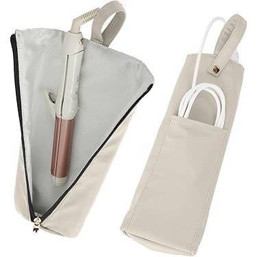 ヘアアイロンケース　￼耐熱　吊り下げ式　￼コード収納ポケット　旅行 ヘアアイロンケース 耐熱ポーチ Lサイズ 吊り下げ コード収納