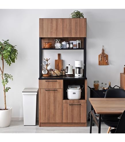 Amazon｜食器棚 完成品 レンジ台 幅80cm 日本製 80 食器 ミラノ 23-1