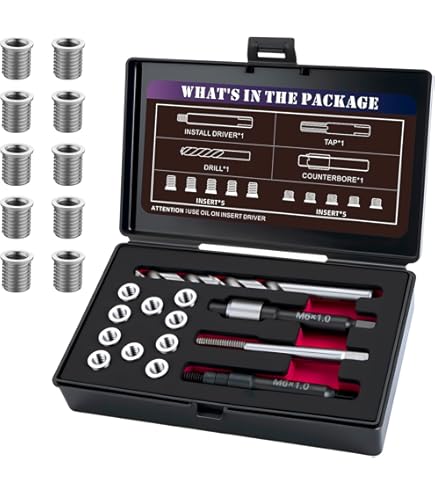 8-32 X 5/16"-18 Carbon Steel Standard Wall Thread Insert For Metal W/ Red Loctite