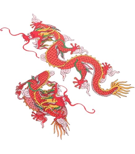 Amazon.co.jp: 大きな刺繍 アイロンワッペン【昇り竜】龍