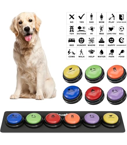 FluentPet Basic Vocab 犬用会話トレーニングセット Amazon | FluentPet ベーシックボキャブキット - 12個の録音可能な
