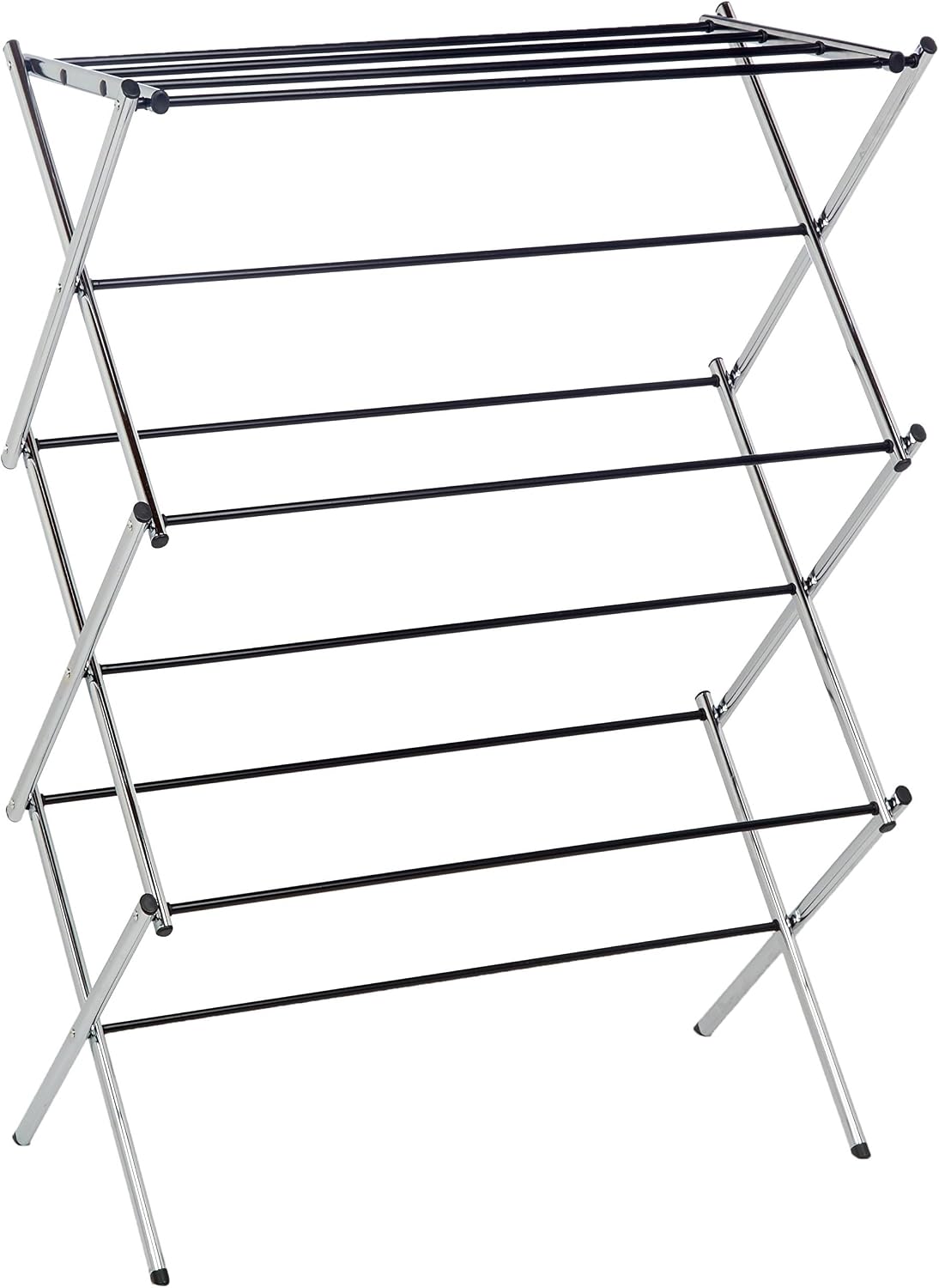 Amazonベーシック 折り畳み式物干しスタンド クローム 合金鋼 36.8 x 74.9 x 106.1cm(縦・横・高さ)