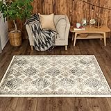 ラグ 室内 約100cm×140cm [ホワイト] カーペット 敷物 オリエンタル柄 長方形 ウィルトン織 絨毯 ふわふわ