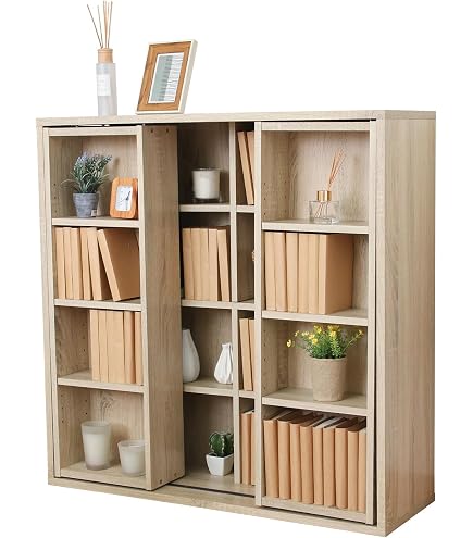 Amazon｜本棚 ダブルスライド 大容量 連結可能 幅90 奥行29 高さ92 cm