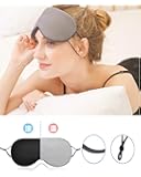 アイマスク 安眠シルクマスク 温涼両用 遮光 安眠マスク 快眠グッズ 遮光 圧迫感なし 昼寝 疲労回復 長さ調節可能 男女兼用 洗濯可能 快眠 旅行便利グッズ (ブラック＋グレー, シルク)
