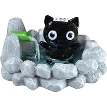 Amazon.co.jp: かわいい手作り ガラス細工 露天風呂 クロネコ