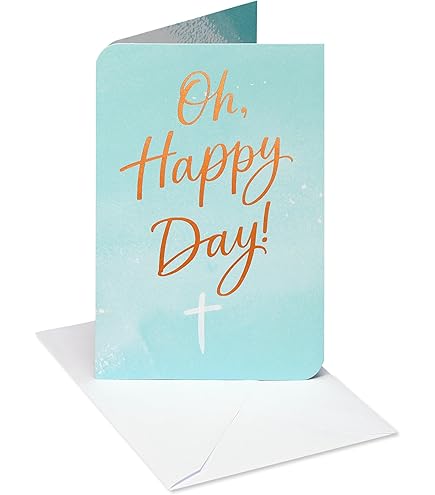 Classic Baptism Card With Gold Foil Cross - Religious Celebration Card For Baby Boy Or Girl Godparents