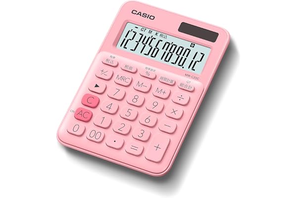 カシオ カラフル電卓 ペールピンク 12桁 ミニジャストタイプ MW-C20C-PK-N