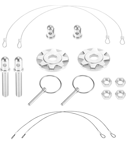Amazon | フードピンロックボンネットピン 2個 ユニバーサル 銀 CNC