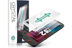 KIMOKU 対応 switch 2 保護フィルム 【2枚+専用枠付】 液晶 全面保護フィルム 指紋防止 超薄型 高透過率 9H硬度 対応Switch2 ガラスフィルム 貼り付け簡単 耐衝撃仕様 スイッチ2 用 保護フィルム