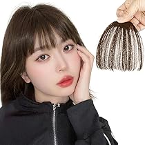 Amazon.co.jp: knnzk前髪ウィッグ 人毛 つけ毛 シースルーバング 総