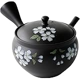 常滑焼 玉光窯 急須 セラメッシュ 陶製茶こし 約240ml 黒窯変 桜柄 緑茶 日本茶 日本製 266295
