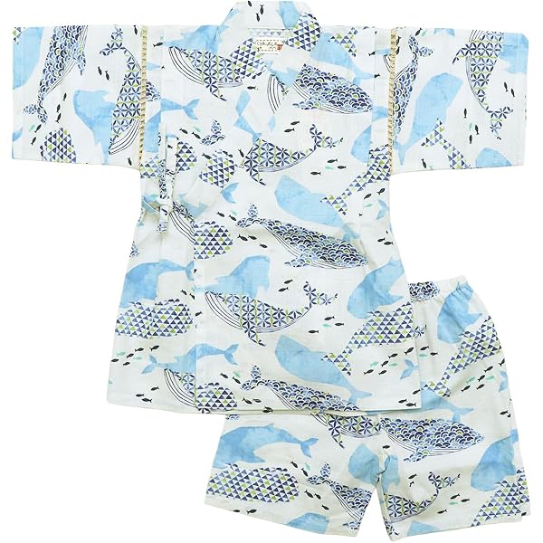Amazon.co.jp: [ミキハウス] ダブルビー 甚平スーツ Bくん総柄 
