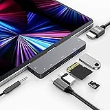 7in1最新iPad Pro 2022-2018/iPad Air 4/5/iPad Mini 6 専用ドッキングハブ USB-C ハブ 4K HDMI出力 60W PD充電 USB3.0 5Gbpsデータ転送 SD/Micro SDカードリーダー 