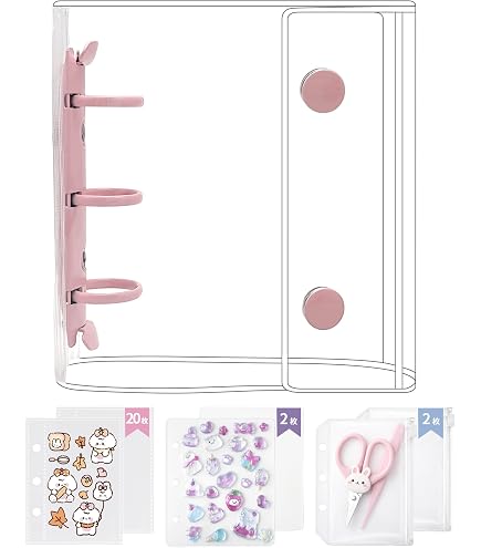 Amazon.co.jp: Kukefa シール帳 透明 A8はがせる ミニ バインダー