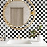 Amazon Magicfix 壁紙シール 白黒チェック 50cm 1m ヘラ付き はがせる壁紙 シールタイプ 1m Hem 壁紙