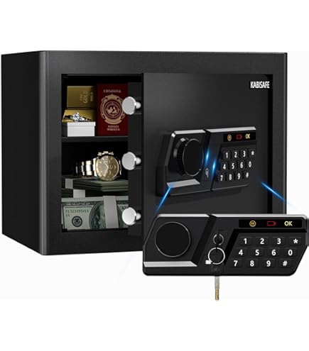 指紋認証式 金庫 小型 家庭用 業務用 鍵付き 防犯金庫 セキュリティ Amazon.co.jp: WASJOYE 指紋認証式 金庫 小型 電子金庫 家庭用