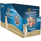 Applaws Tuna Fillet with Sea Bream Natural Wet Cat Food in Broth - 70 g pouches, complementary food for adult cats, pack of 1