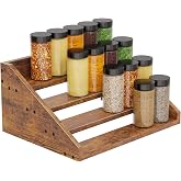 3 Tier Wood Spice Rack Organizer for Cabinet, Super Sturdy Display Riser Shelf Seasoning Organizer for Countertop Pantry Cupb