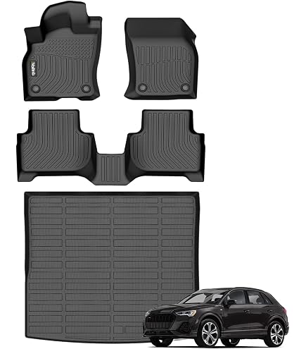 Genuine Audi Q3 Rubber Floor Mats – Front Set, Black, 2019-Onwards, OEM 83C061501041