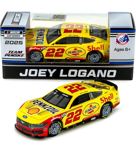 Voiture Miniature Lionel Racing Ryan Blaney 2025 No.12 Ford Mustang échelle 1:64 | Réplique ARC Avec Pneus Roulants, Décalcomanies Main, Pour Collection NASCAR