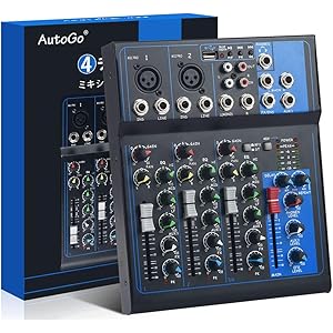 AutoGo オーディオミキサー 4チャンネル オーディオインターフェース USB Bluetooth搭載 マイクミキサ… AutoGo オーディオミキサー 4チャンネル オーディオインターフェース USB Bluetooth搭載 マイクミキサ…