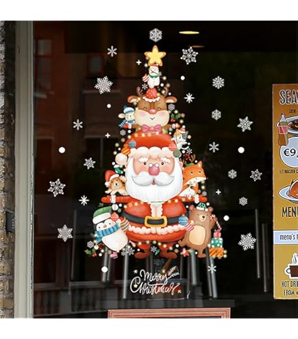 Amazon.co.jp: HOTIYOK クリスマス ウォールステッカー 窓 シール 漫画
