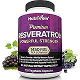 Nutrivein Resveratrol 1450mg - Anti Aging Antioxidant Supplement 120 Capsules - Promotes Immune, Cardiovascular Health and Bl