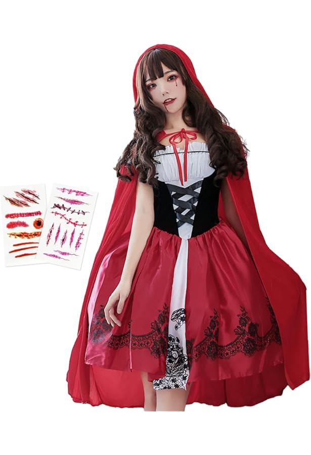 Amazon.co.jp: [HAFOS] 赤ずきん風 コスプレ レディース 大人 大きい